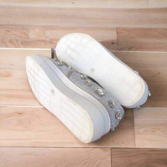 AZALEA WANG Stunning Jeweled Silver Platform Sneakers with Box Sz 8 - Picture 4 of 5